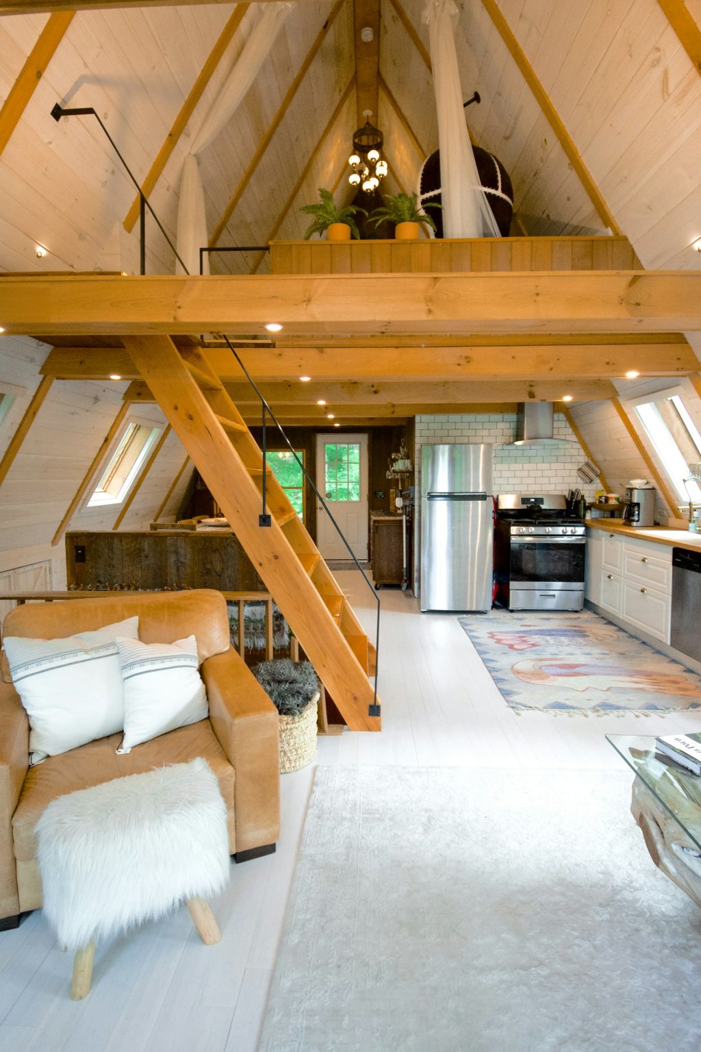 Kitchen with timber beams